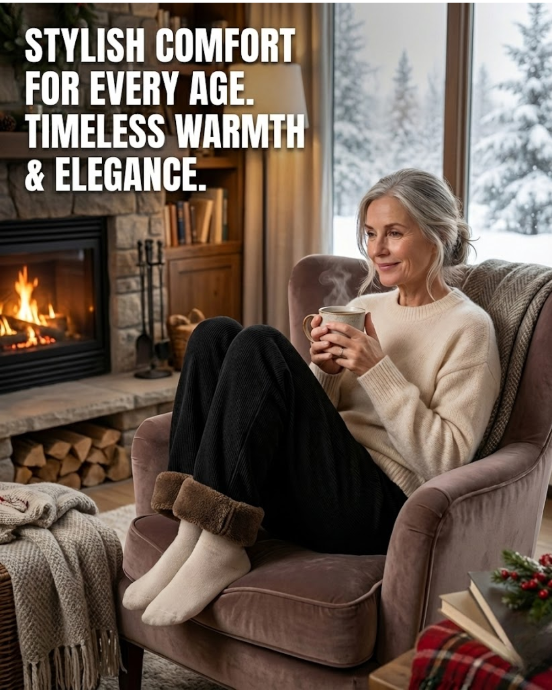 Cerelia™ | Fleece Lined Corduroy Pant - High Rise & Elastic Waist