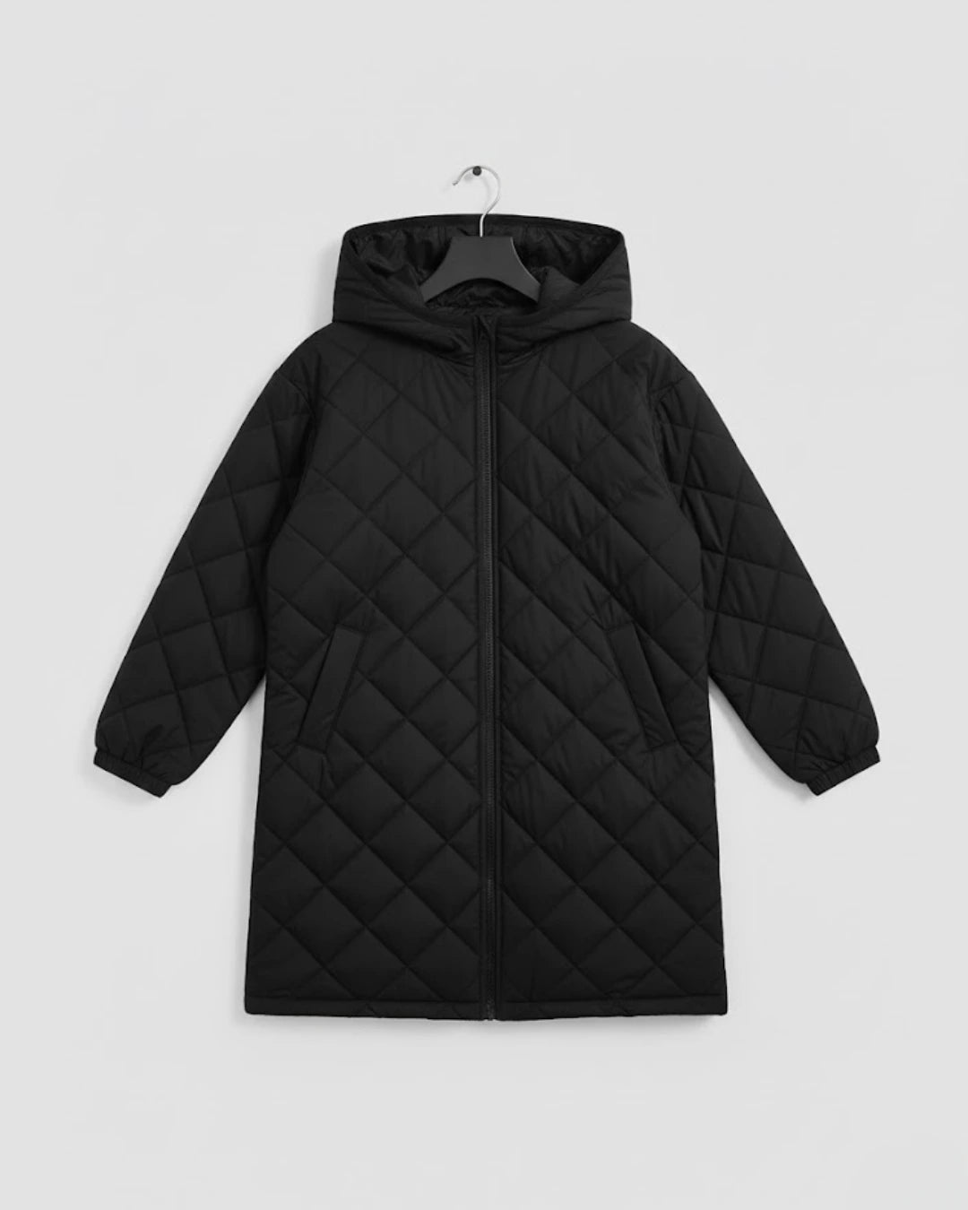 Calista™ | Quilted Zip-Front Hooded Longline Puffer Coat Plus-Size