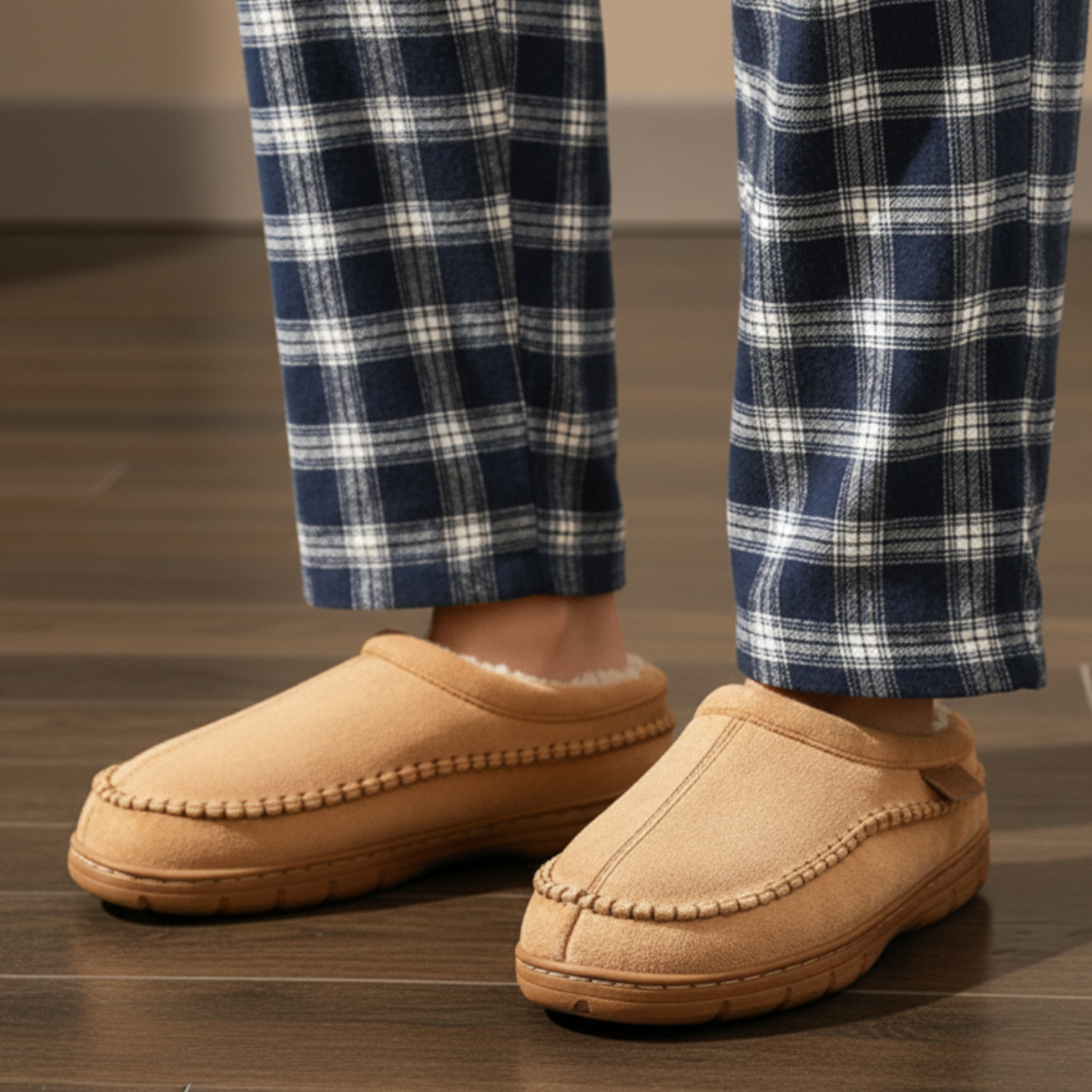 Corwin™ | Faux-fur lined suede clog slippers