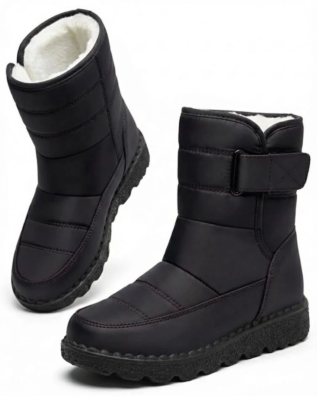 Oksana™ | Quilted hook-and-loop plush-lined snow boots
