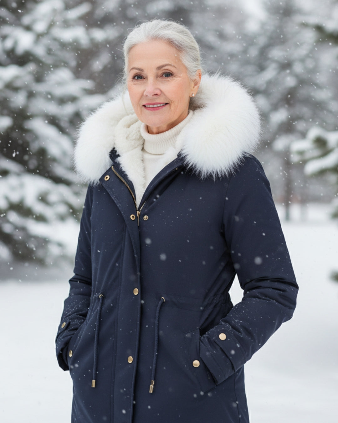 Ceridwen™ | Faux-fur hooded drawstring parka coat