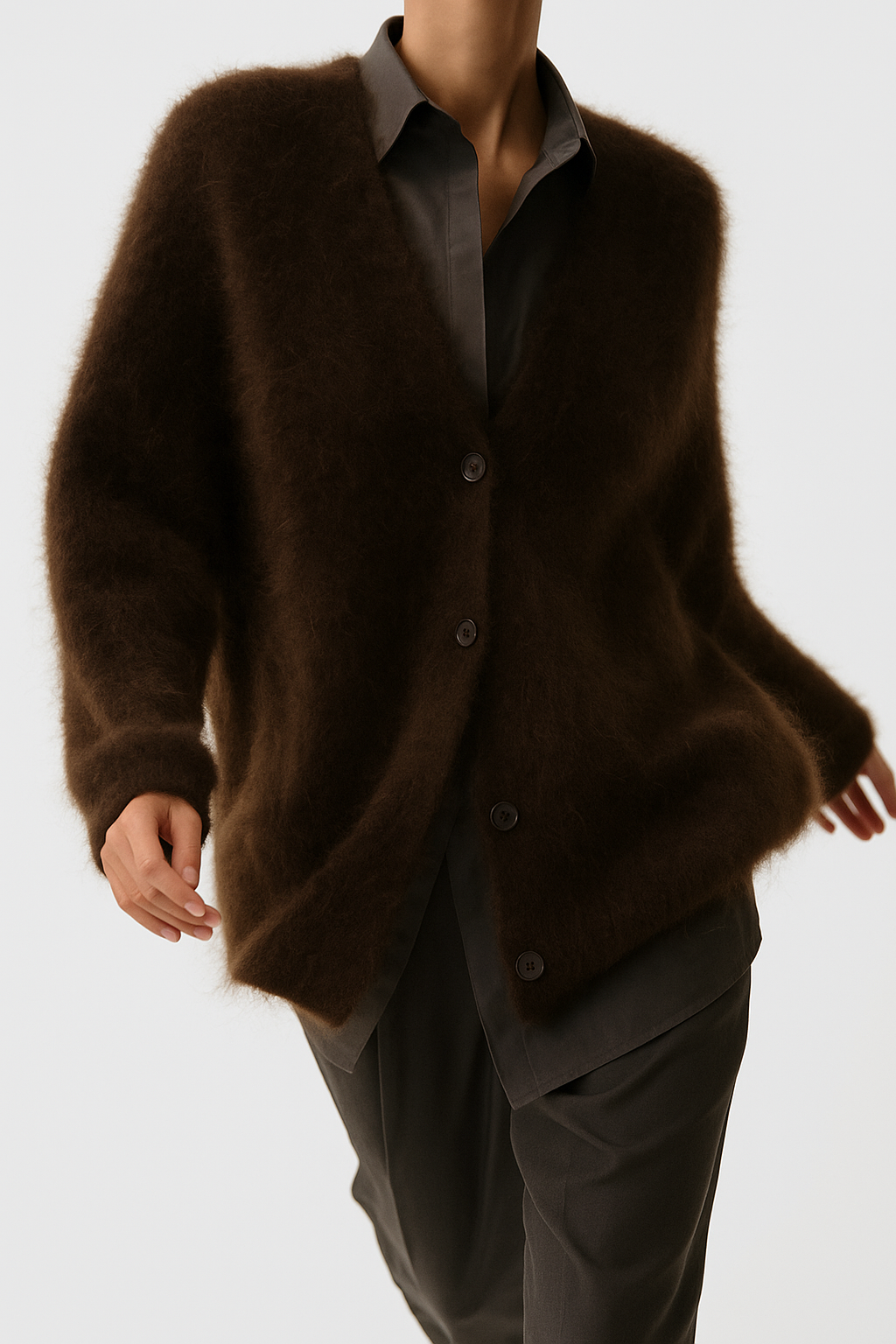 Fortunata™ | Fluffy V-neck button cardigan