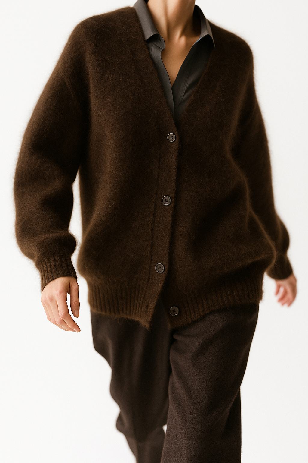 Fortunata™ | Fluffy V-neck button cardigan