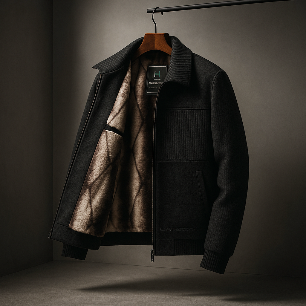 Brown™ | Rib-knit plush-lined zip-up jacket