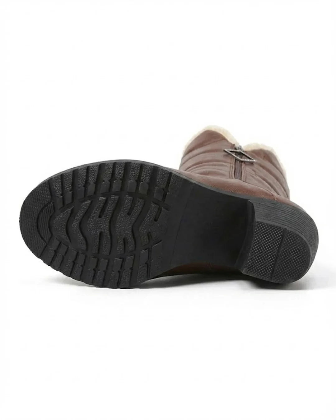 Beryl™ | Faux-fur cuff side-zip heeled knee-high boots