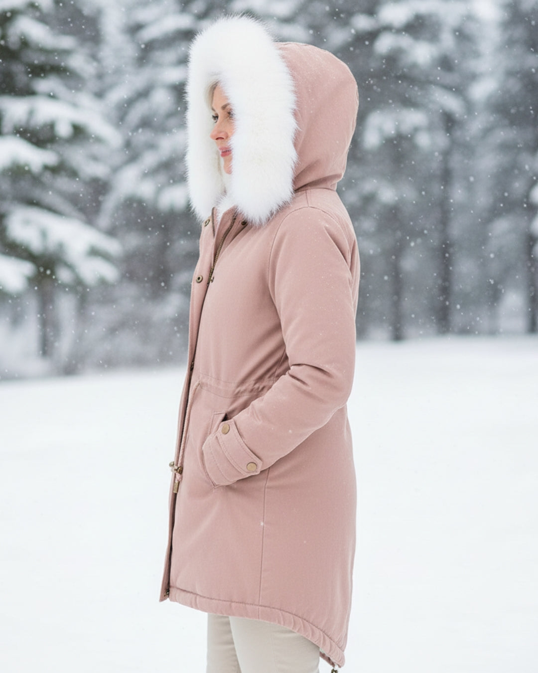 Ceridwen™ | Faux-fur hooded drawstring parka coat