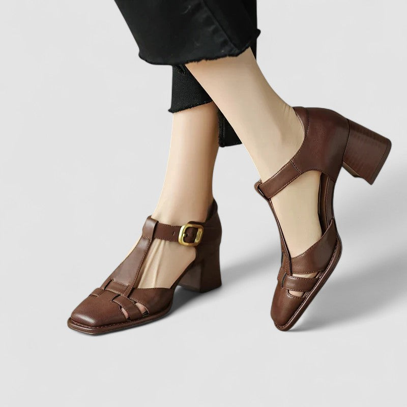 Elyxiana | T-Strap Block Heel Orthopedic Shoes