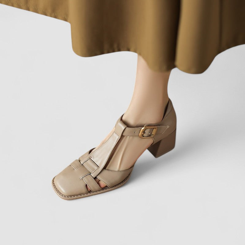 Elyxiana | T-Strap Block Heel Orthopedic Shoes