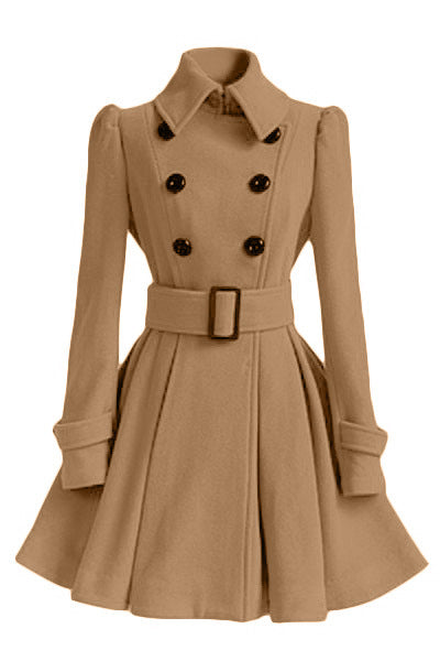 Violaine™ | Double-Breasted Belted Fit-and-Flare Coat
