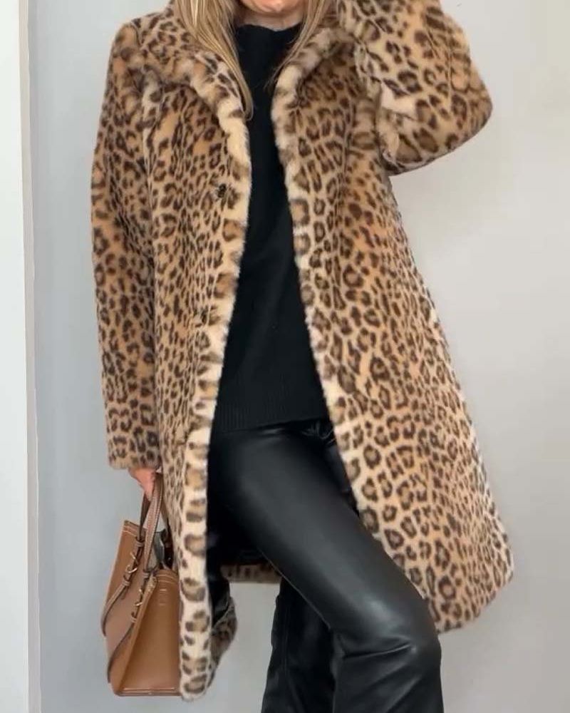 Levia™ | Leopard-print faux-fur coat