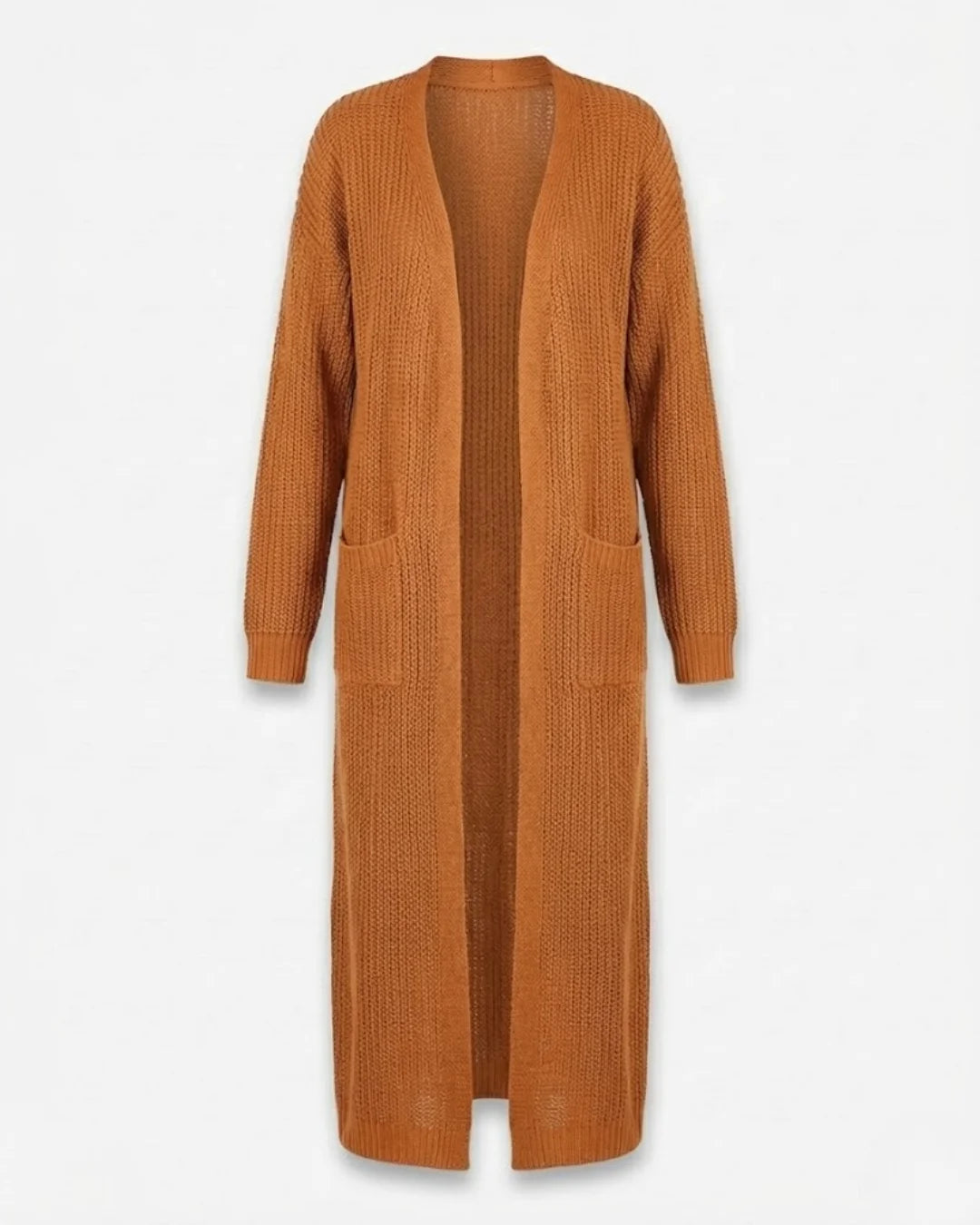 Giada™ | Open-Front Pocket Long Knit Cardigan