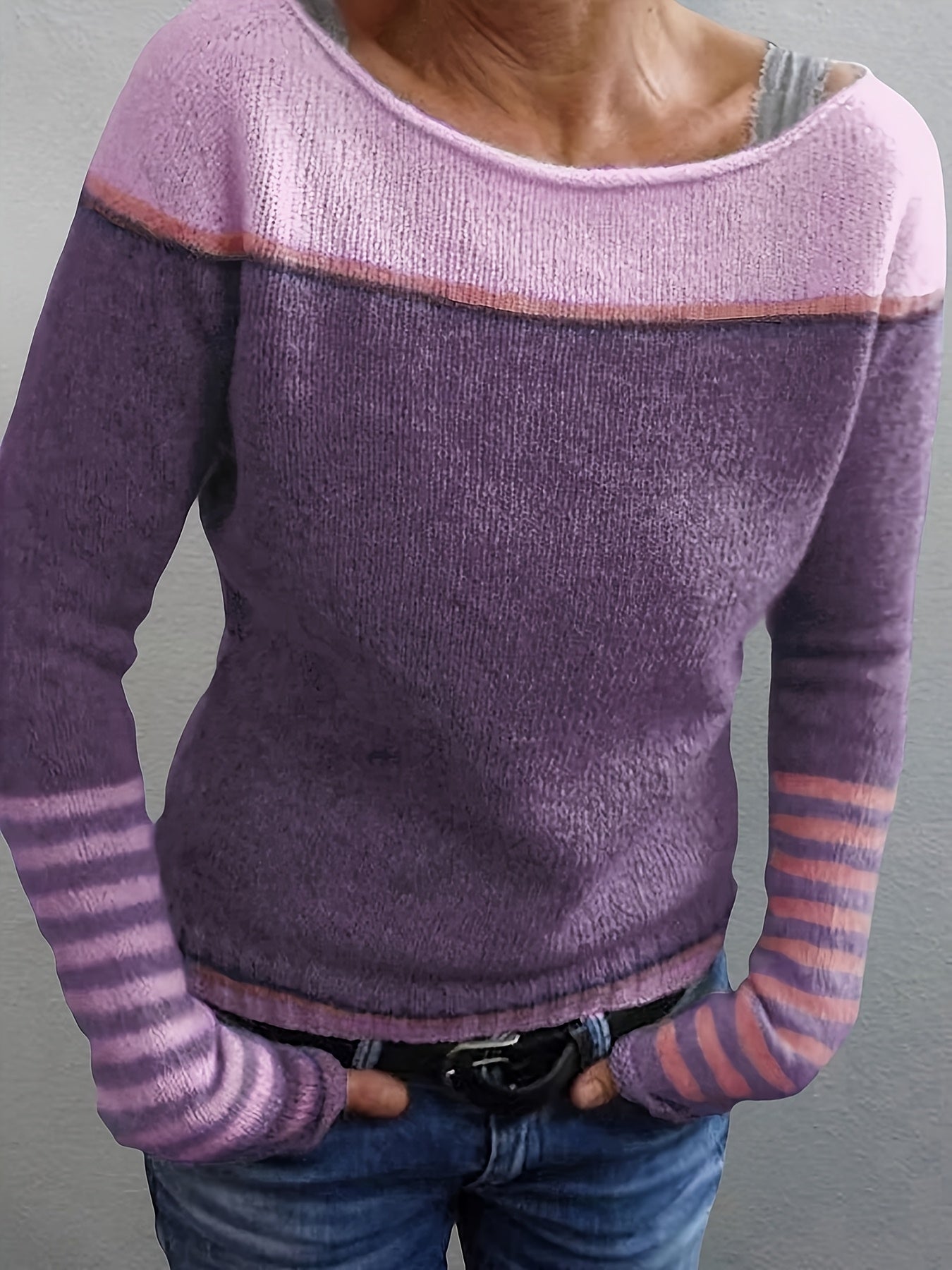 Leila™ | Casual Striped and Color Block Sweater
