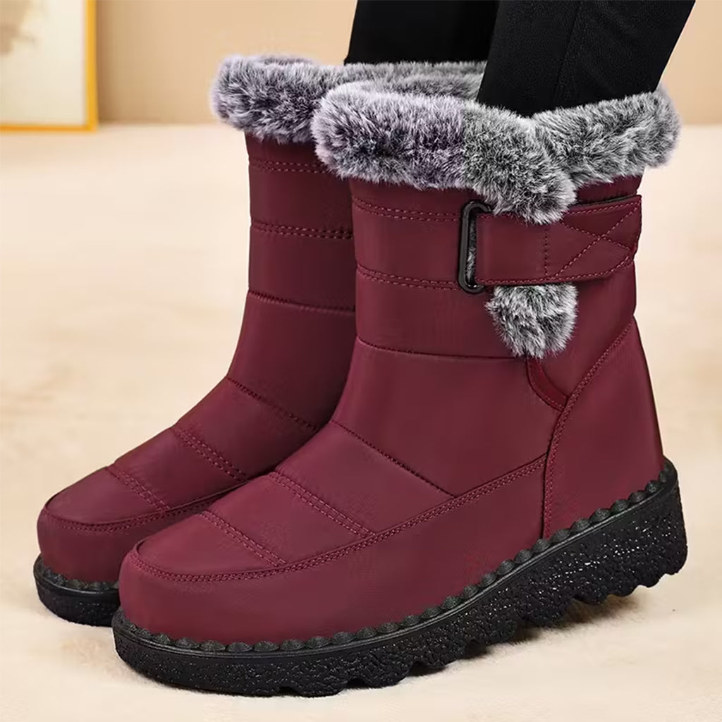 Laura™ | Faux-fur trim buckle winter boots