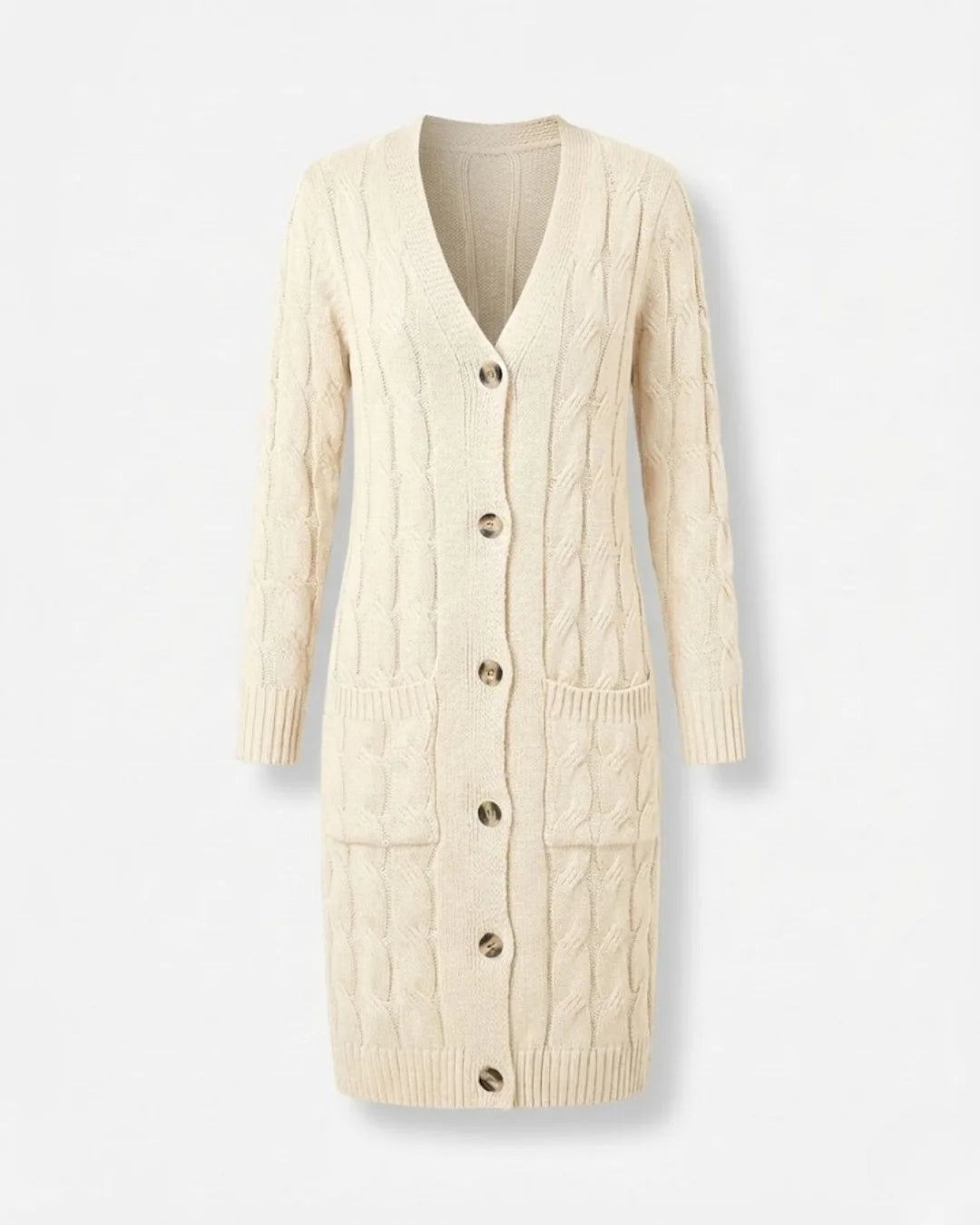 Jael™ | Cable-Knit Buttoned Long Cardigan Dress