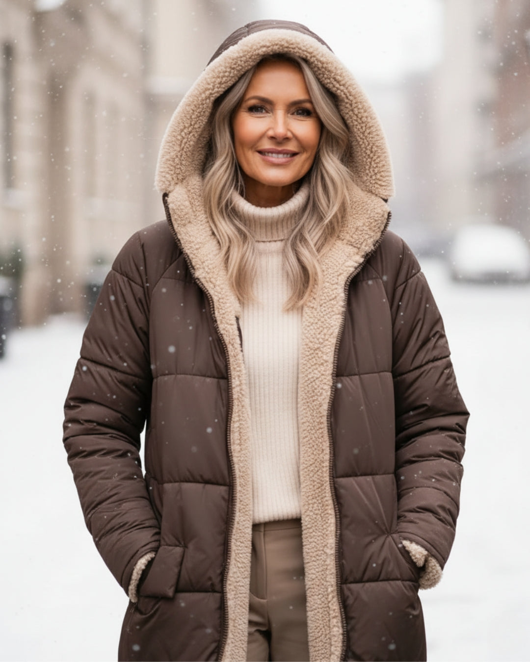 Helena™ | Hooded sherpa-lined puffer coat