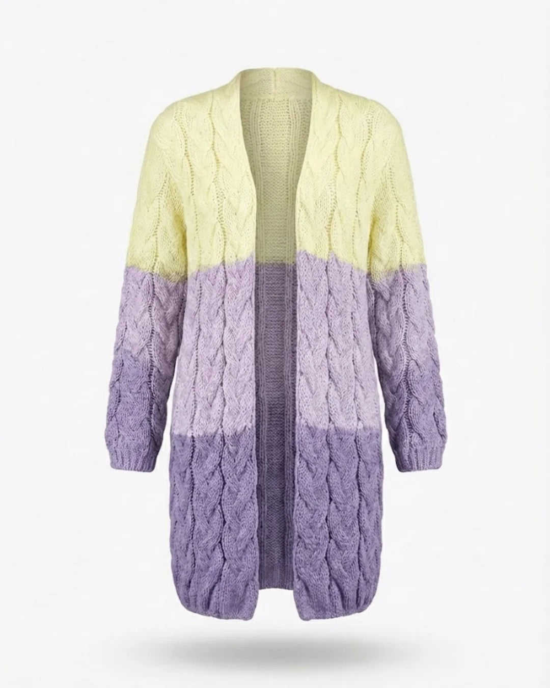 Kalila™ | Ombre Cable-Knit Long Cardigan