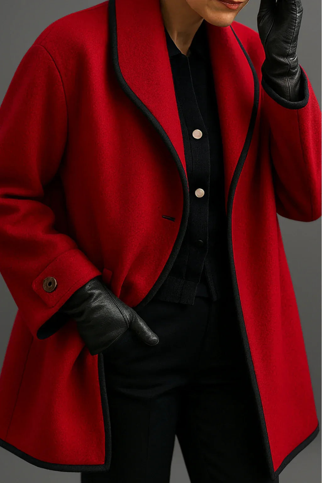 Synthia™ | Long Coat with Shawl Collar