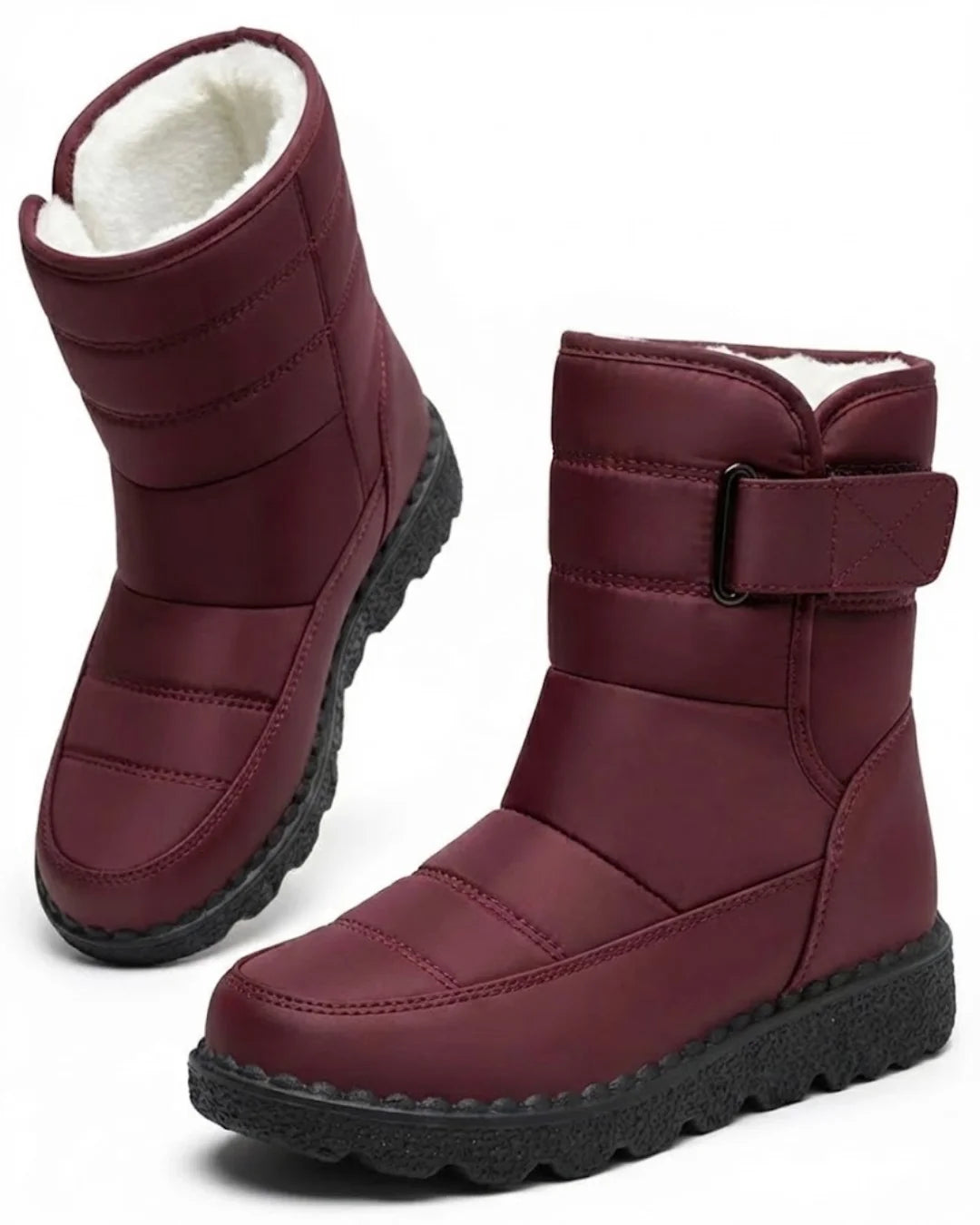 Oksana™ | Quilted hook-and-loop plush-lined snow boots