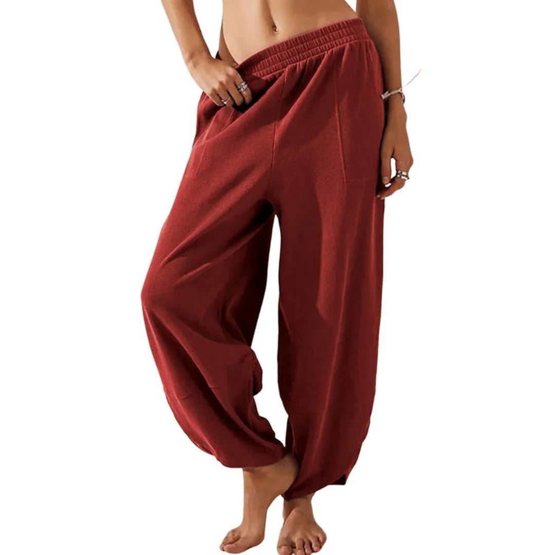 Casual Loose-Fit Elastic Waist Lantern Pants