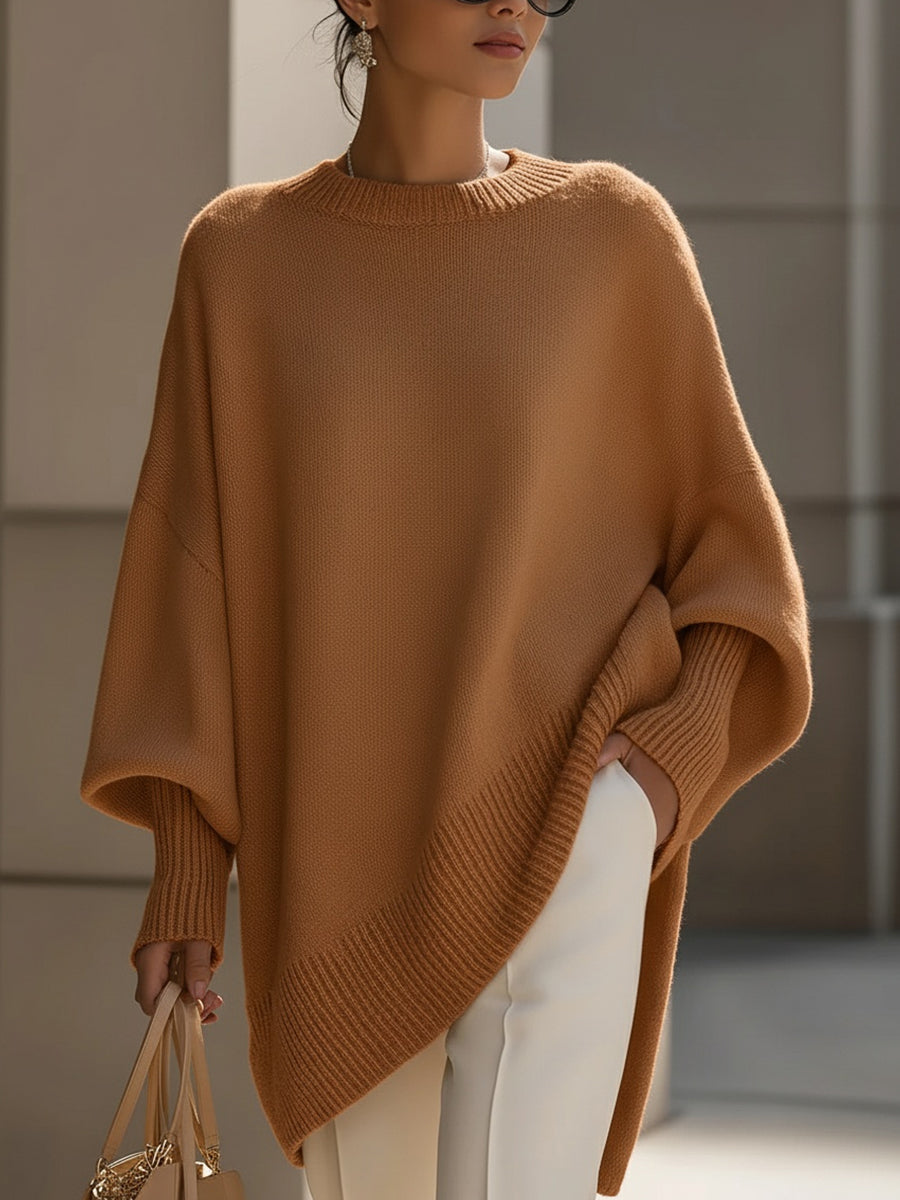 Gardenia™ | Ribbed-cuff crewneck poncho sweater