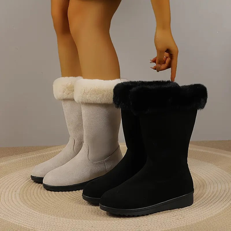 Sanela™ | Side-Zip Plush-Lined Mid-Calf Boots