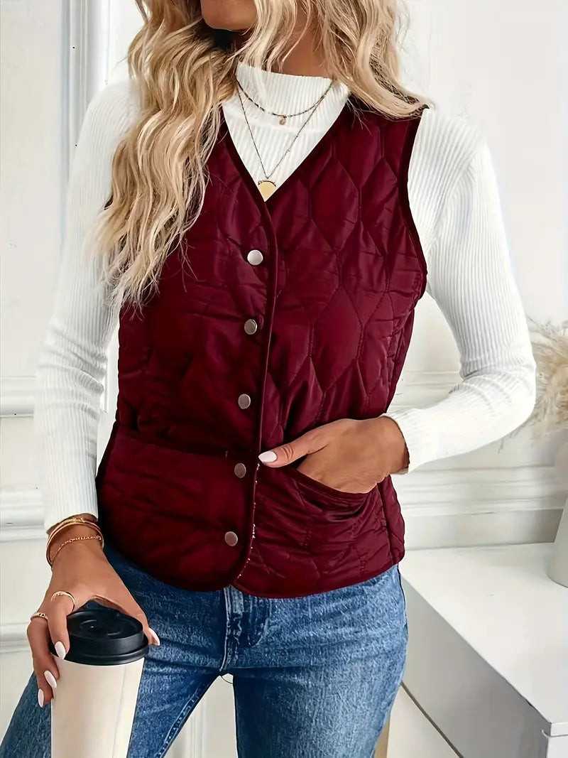 Cybele™ | Quilted sherpa-lined snap-front jacket