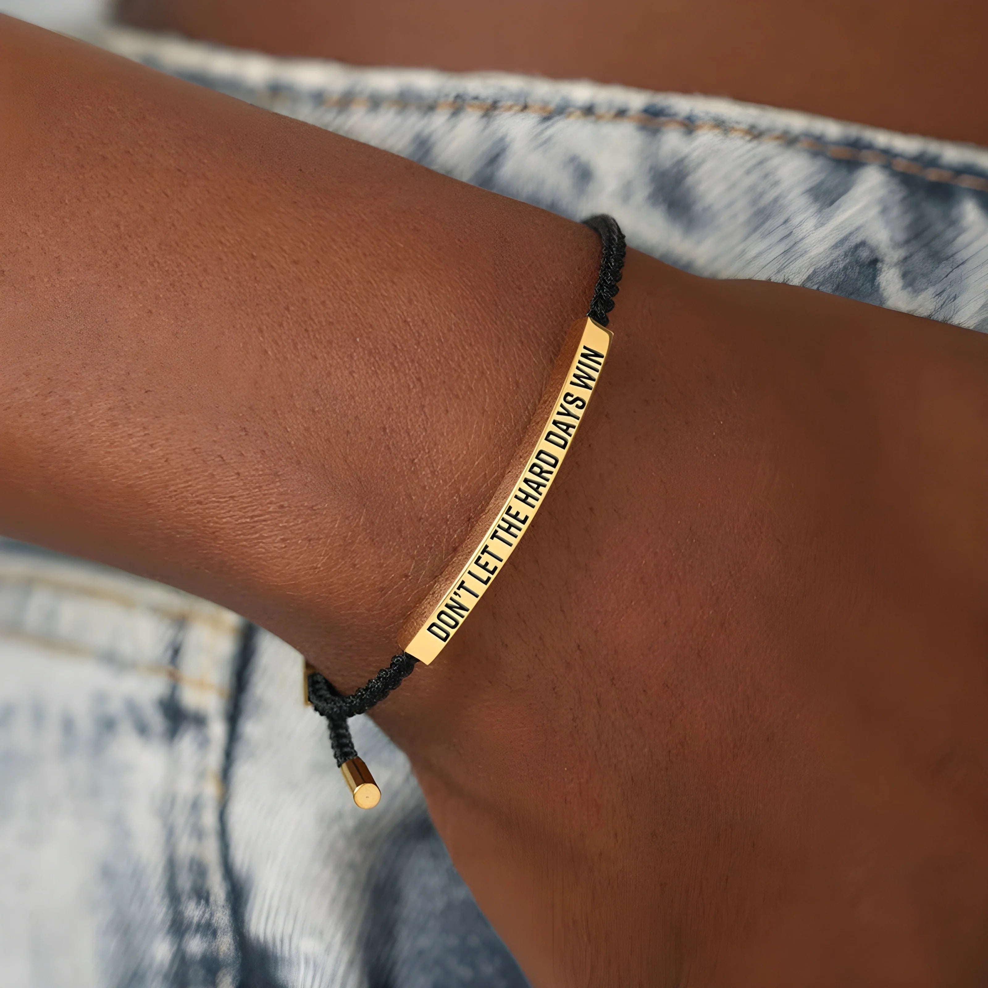 Engraved Inspirational Quote Adjustable Cord Bracelet