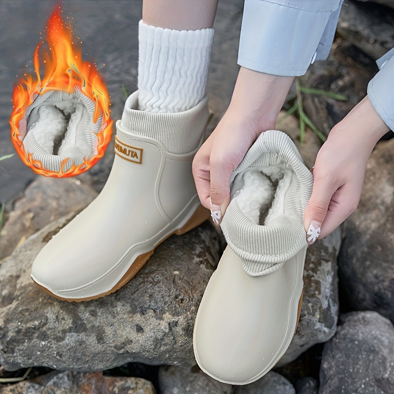 Rainy™ | Plush-lined rubber lug-sole ankle rain boots