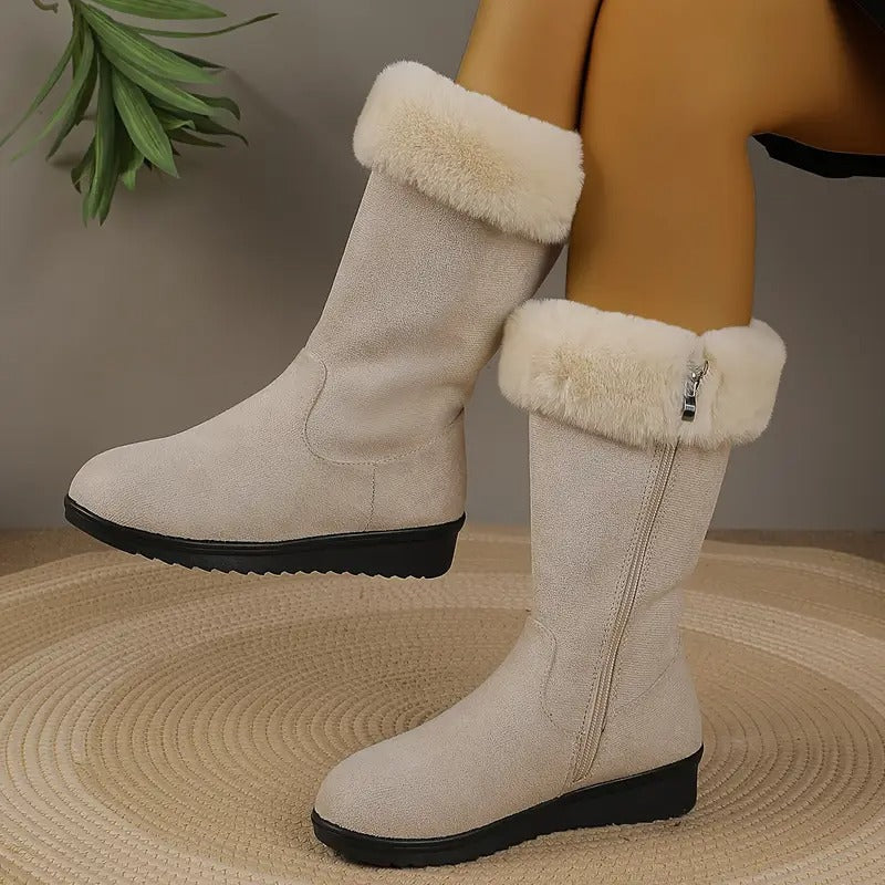 Sanela™ | Side-Zip Plush-Lined Mid-Calf Boots