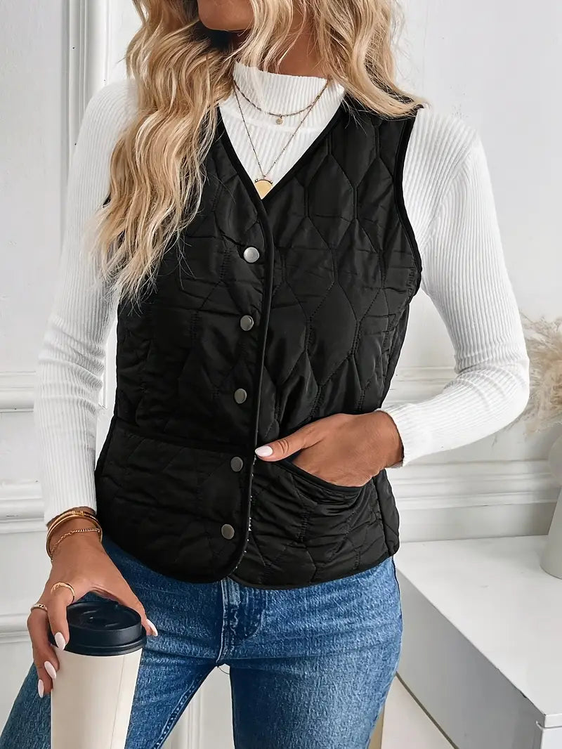 Cybele™ | Quilted sherpa-lined snap-front jacket