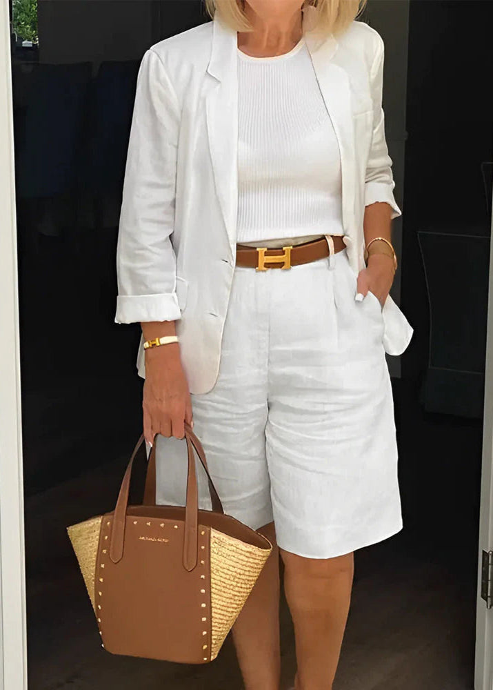 Linen Smart-Casual Blazer & Bermuda Shorts Set