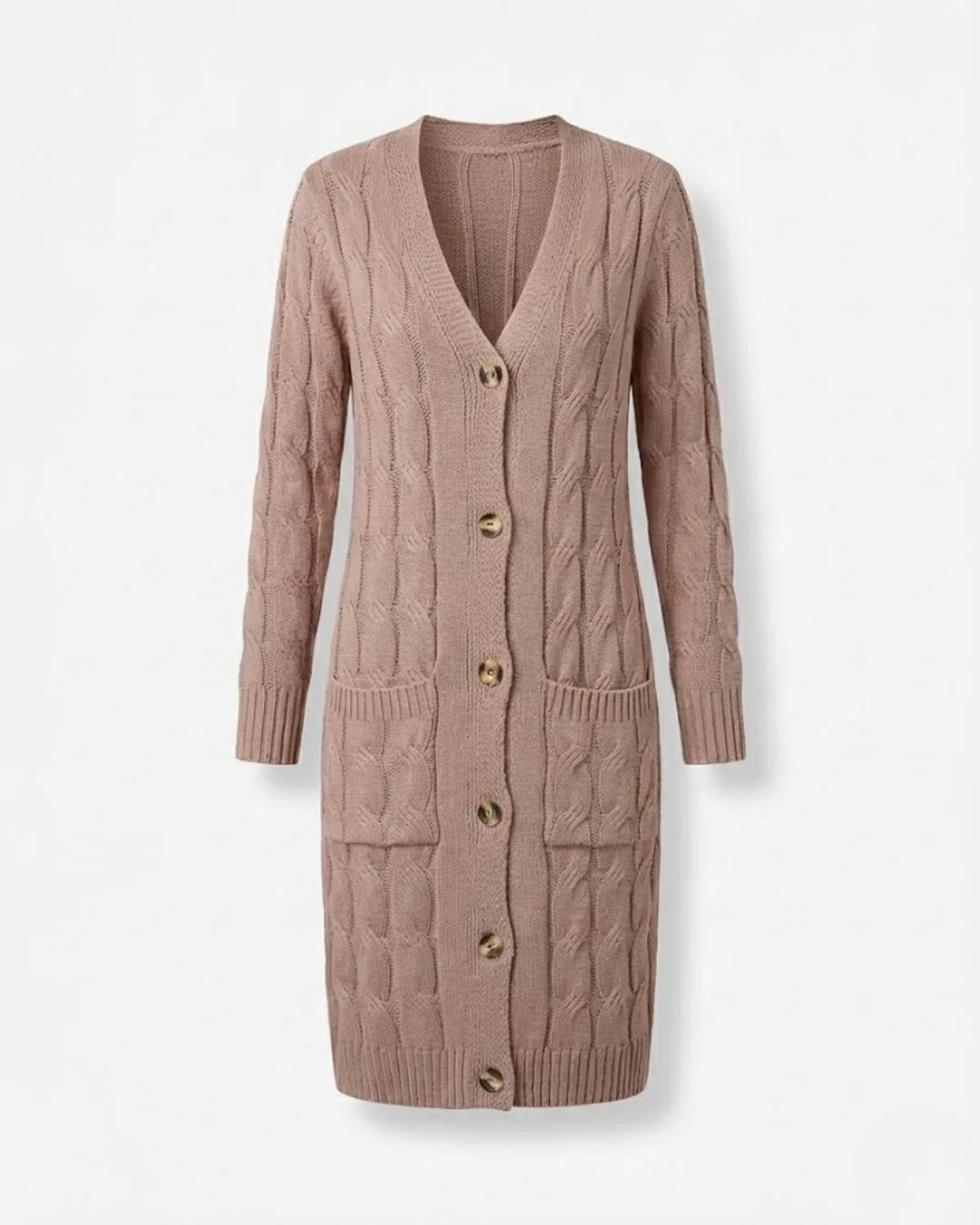 Jael™ | Cable-Knit Buttoned Long Cardigan Dress