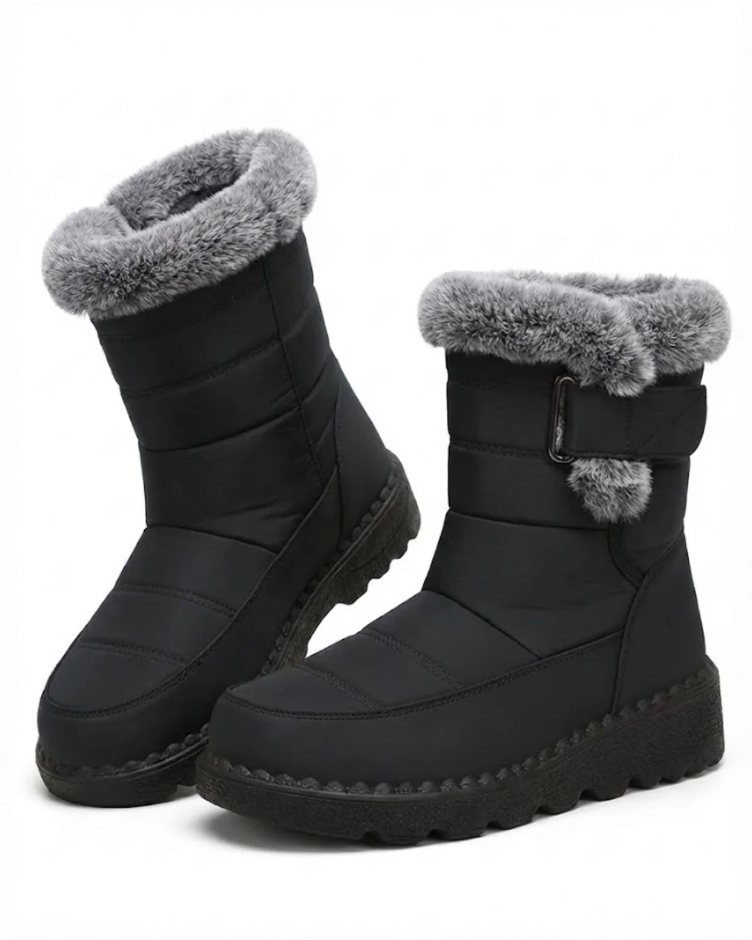 Laura™ | Faux-fur trim buckle winter boots