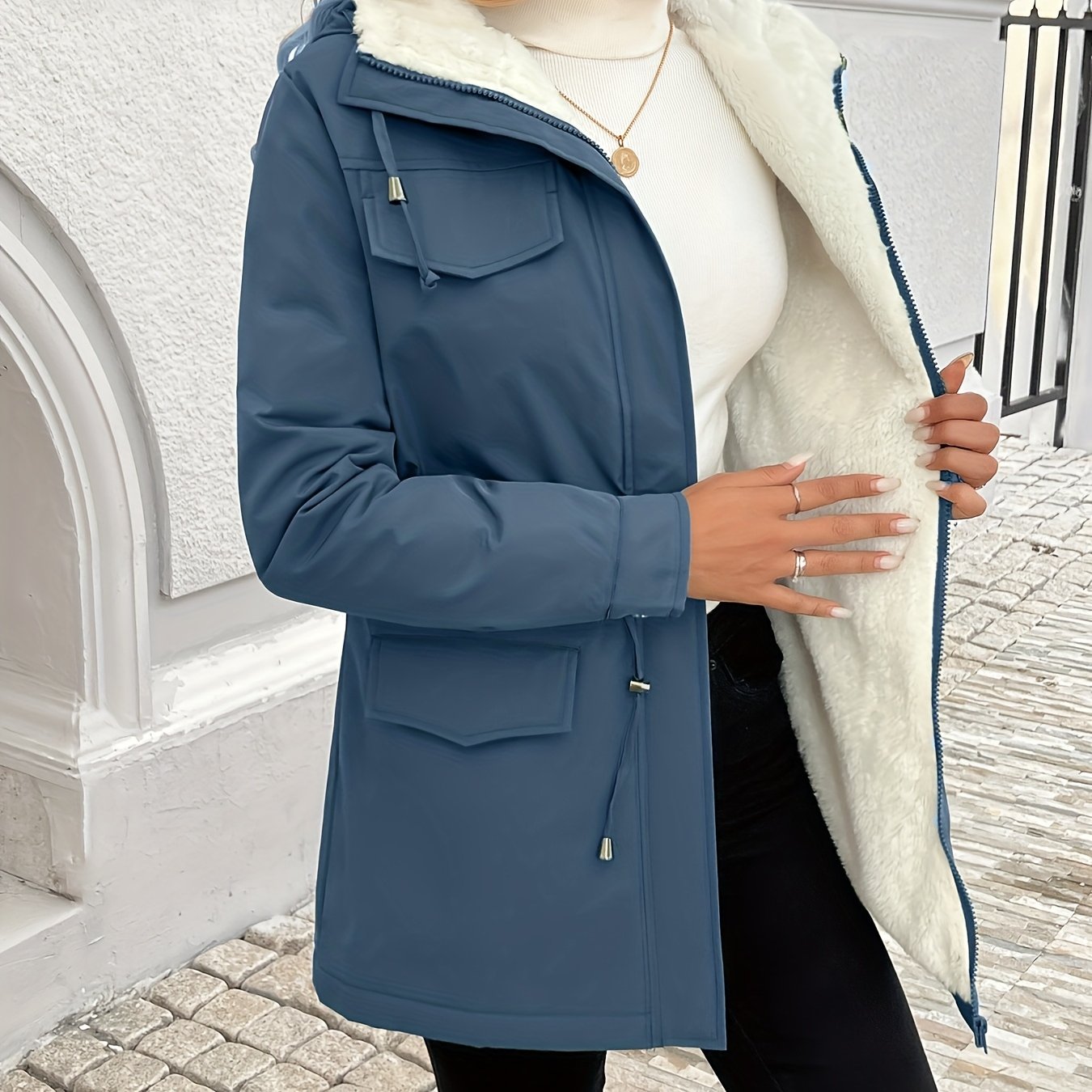 Vera™ | Sherpa-Lined Drawstring-Waist Parka Coat