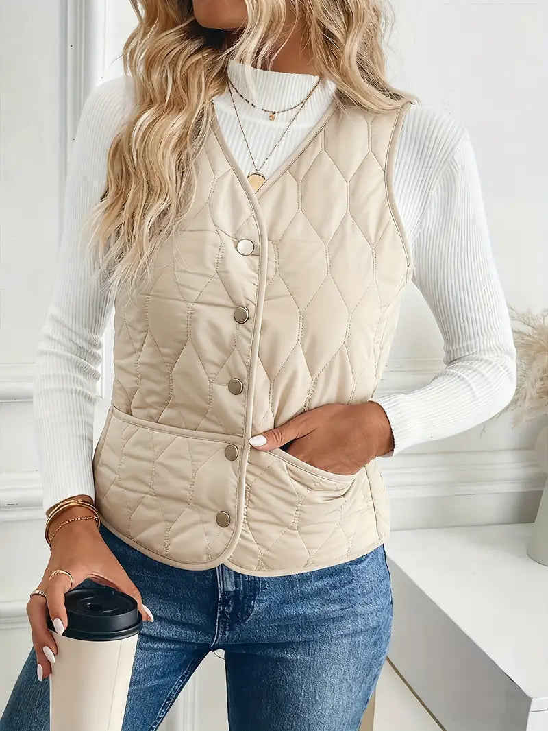 Cybele™ | Quilted sherpa-lined snap-front jacket