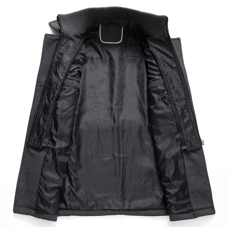 Zack™ | Wool-blend military coat with zip-in stand collar
