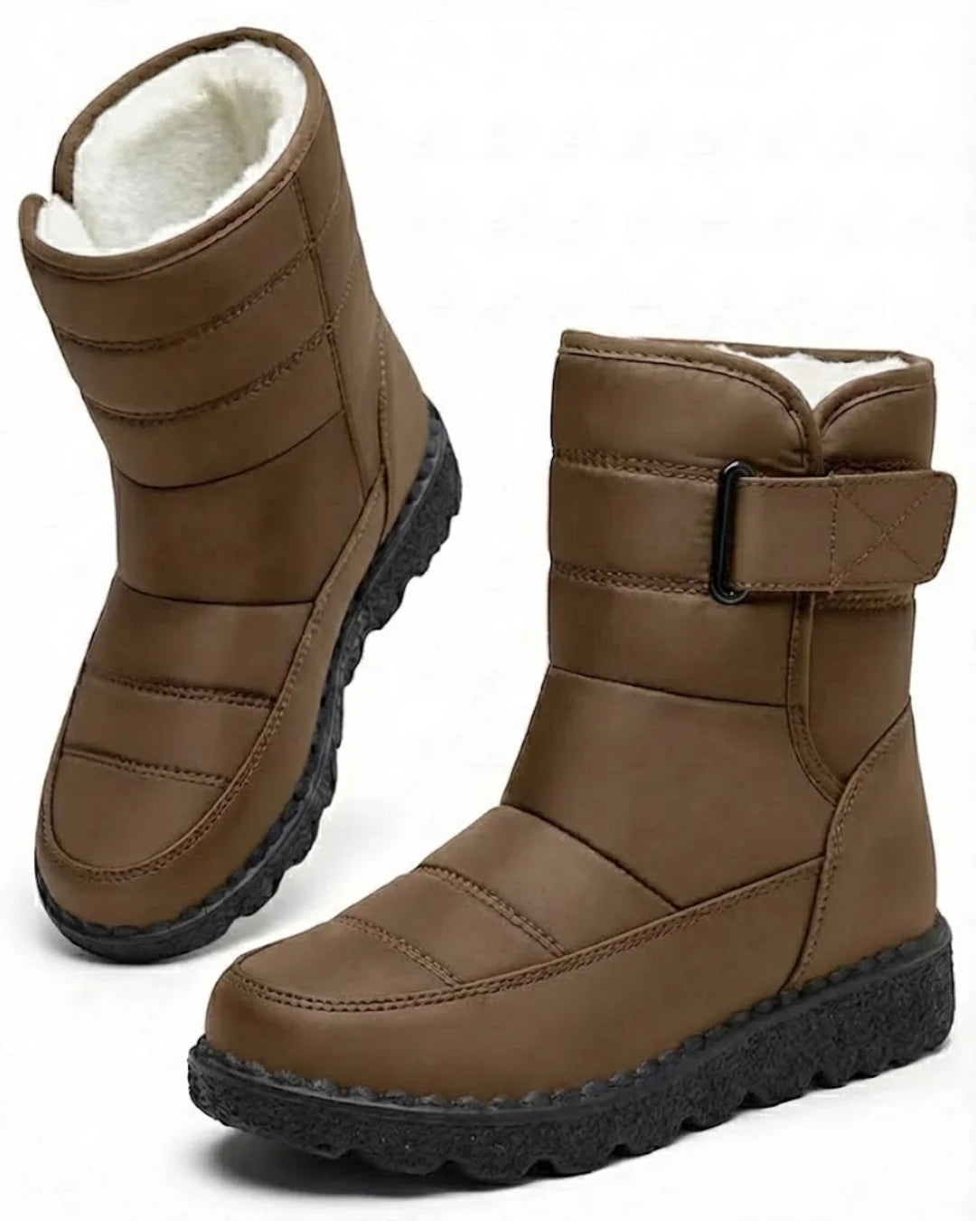 Oksana™ | Quilted hook-and-loop plush-lined snow boots