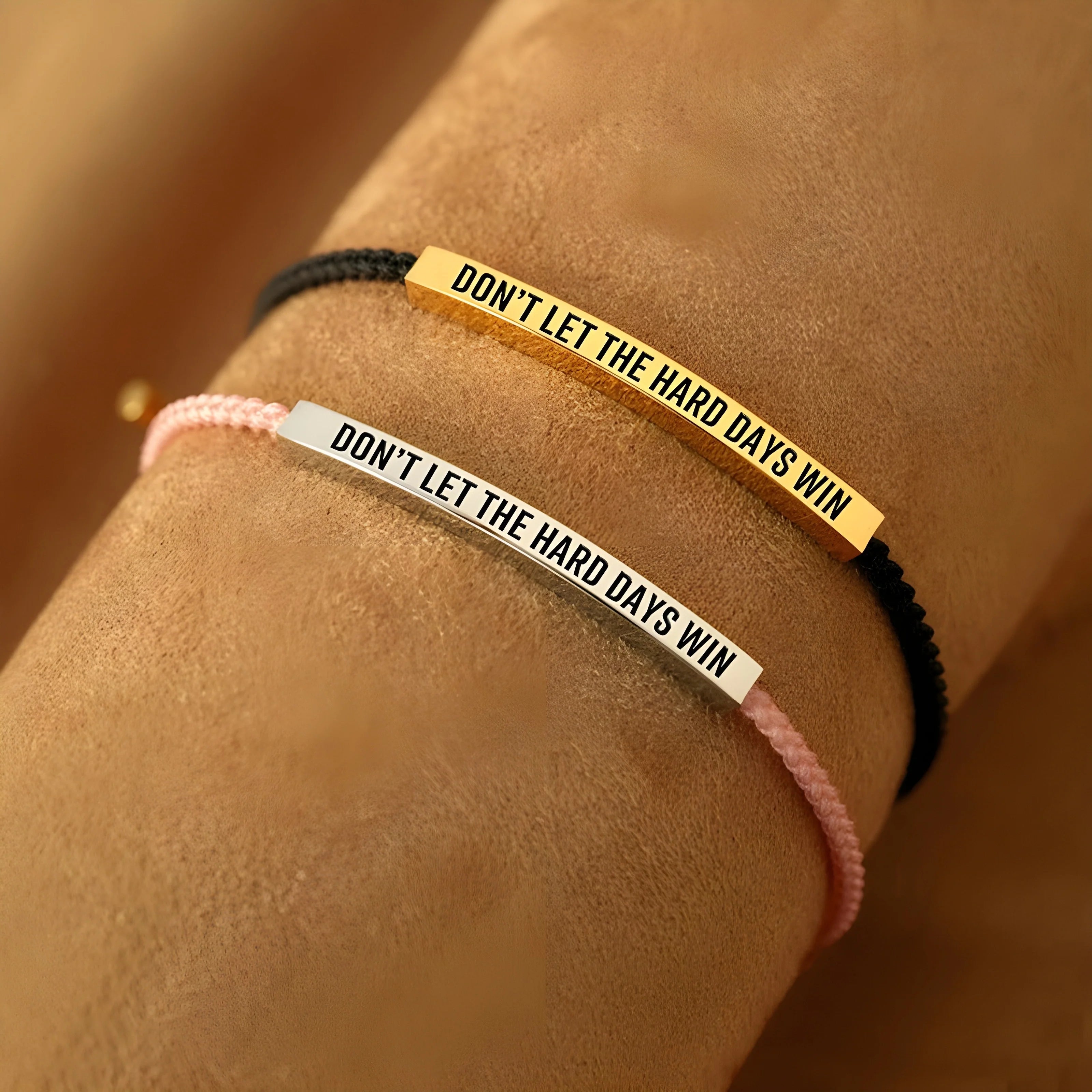 Engraved Inspirational Quote Adjustable Cord Bracelet