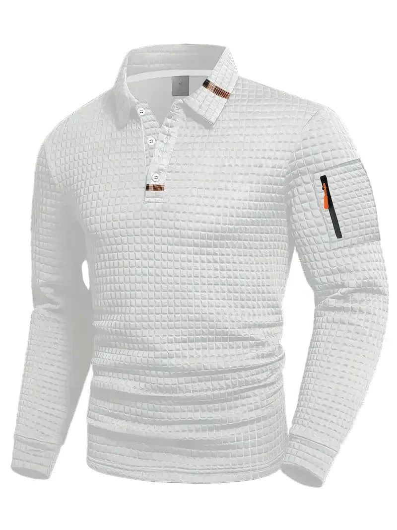 Luis™ | Quilted zip-pocket long-sleeve polo