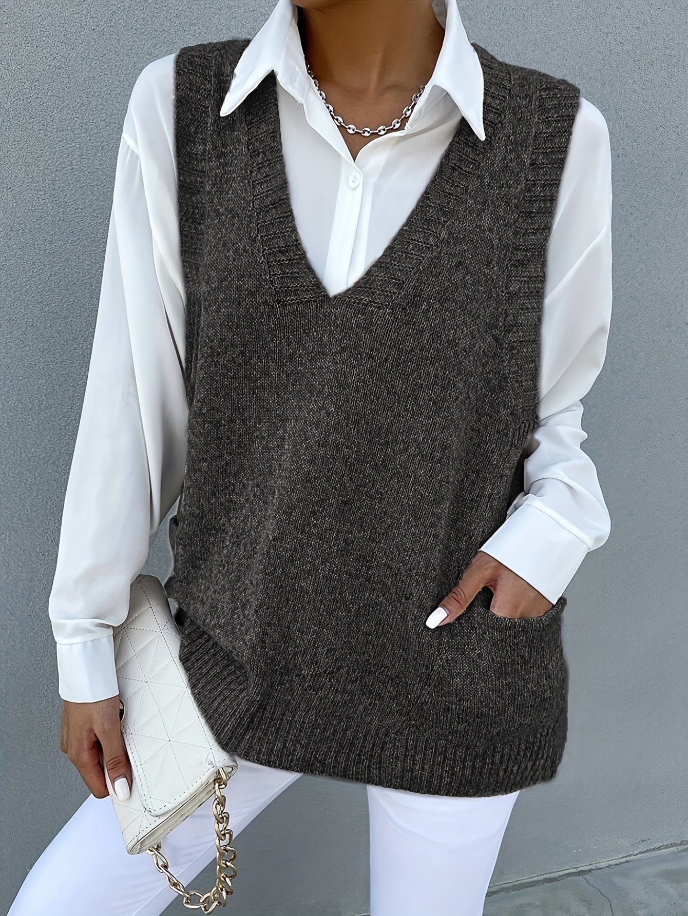 Melissa™ | Double-Fleece V-Neck sweater vest