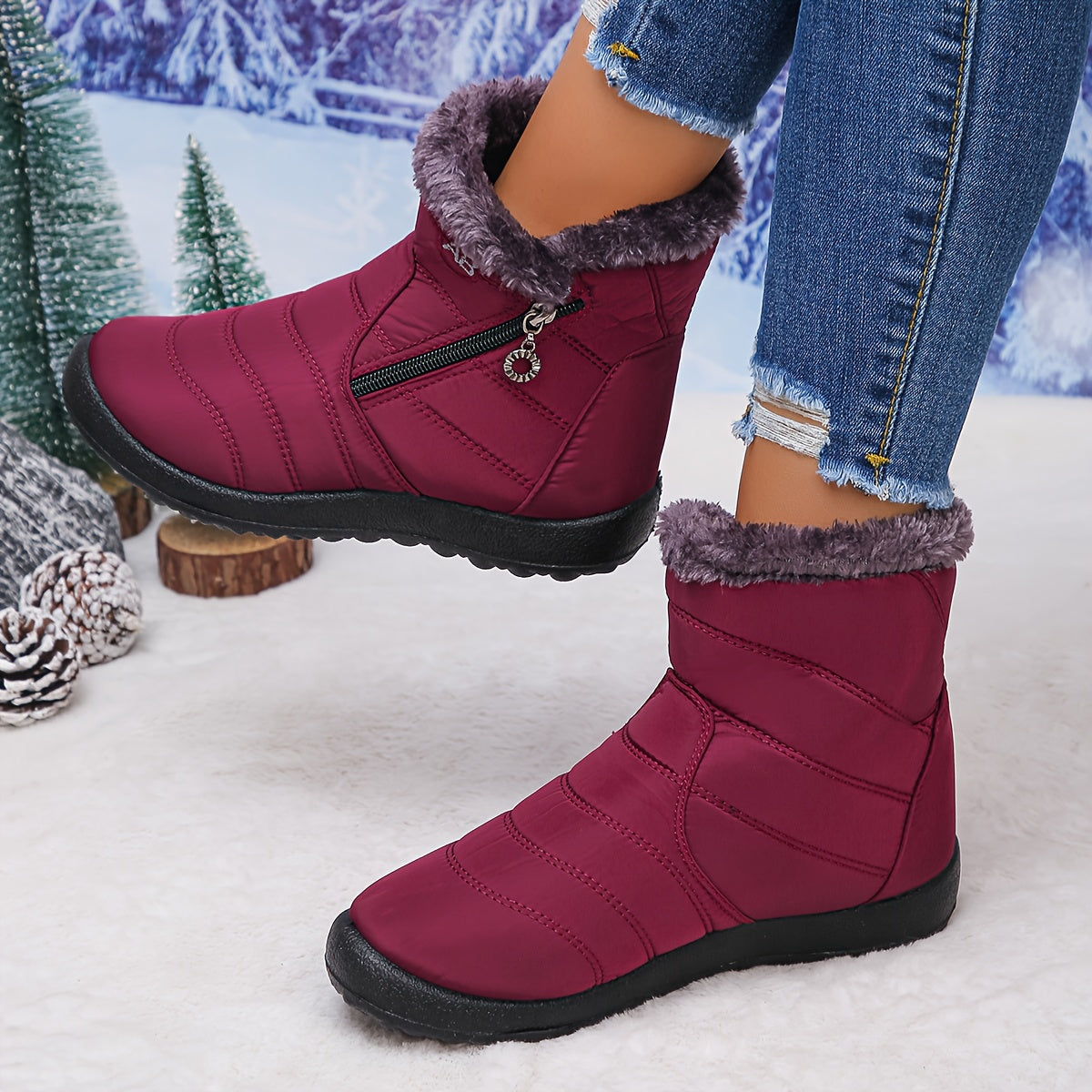 Lucero™ | Quilted Fleece-Lined Zip Winter Boots