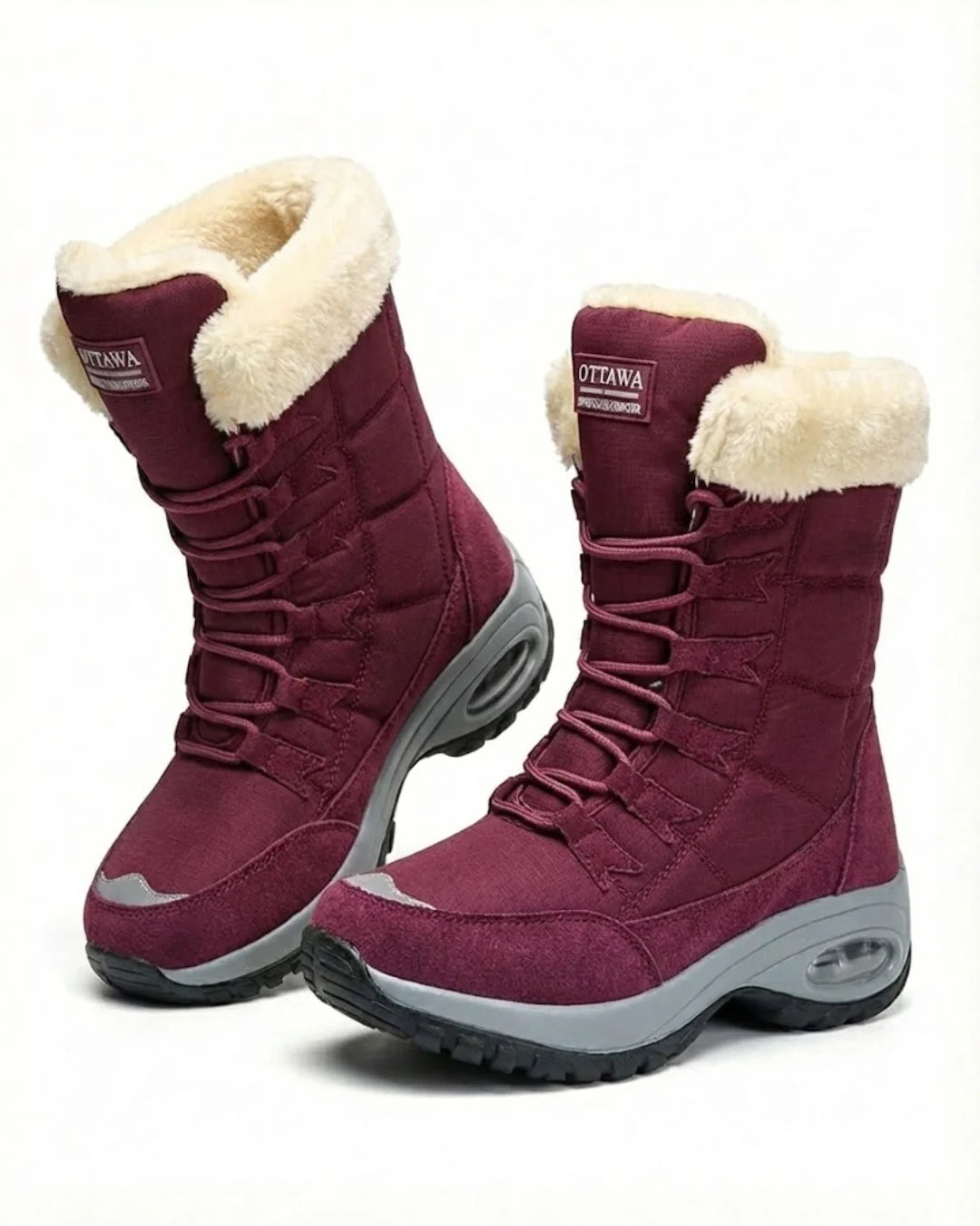 Cecilia™ | Faux-fur cuff lace-up mid-calf snow boots