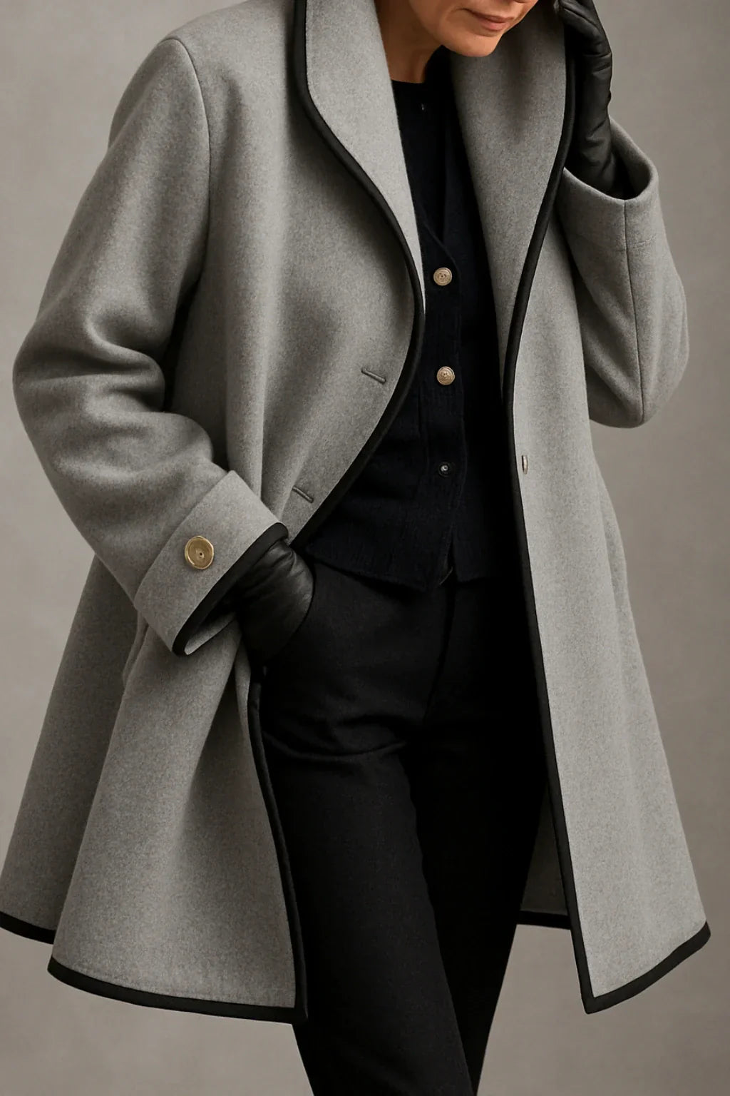 Synthia™ | Long Coat with Shawl Collar