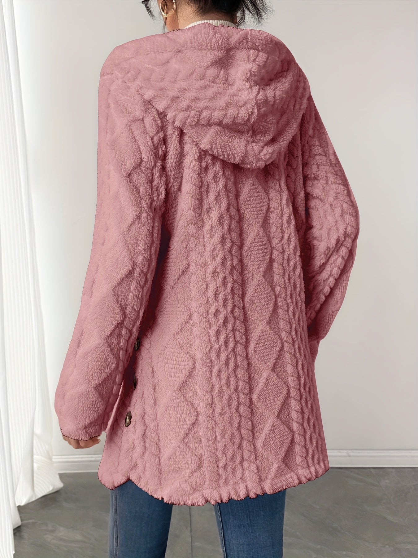 Alba™ | Cable-Knit Plush Hooded Cardigan