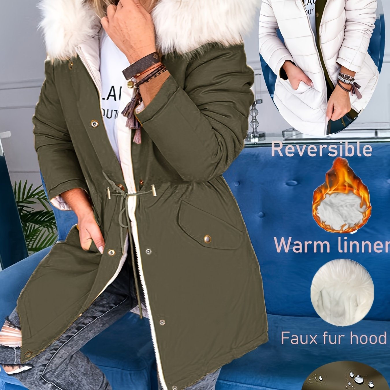 Olivia™ | Reversible Faux-Fur Hooded Parka Coat