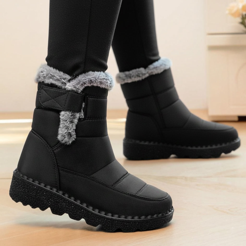 Laura™ | Faux-fur trim buckle winter boots