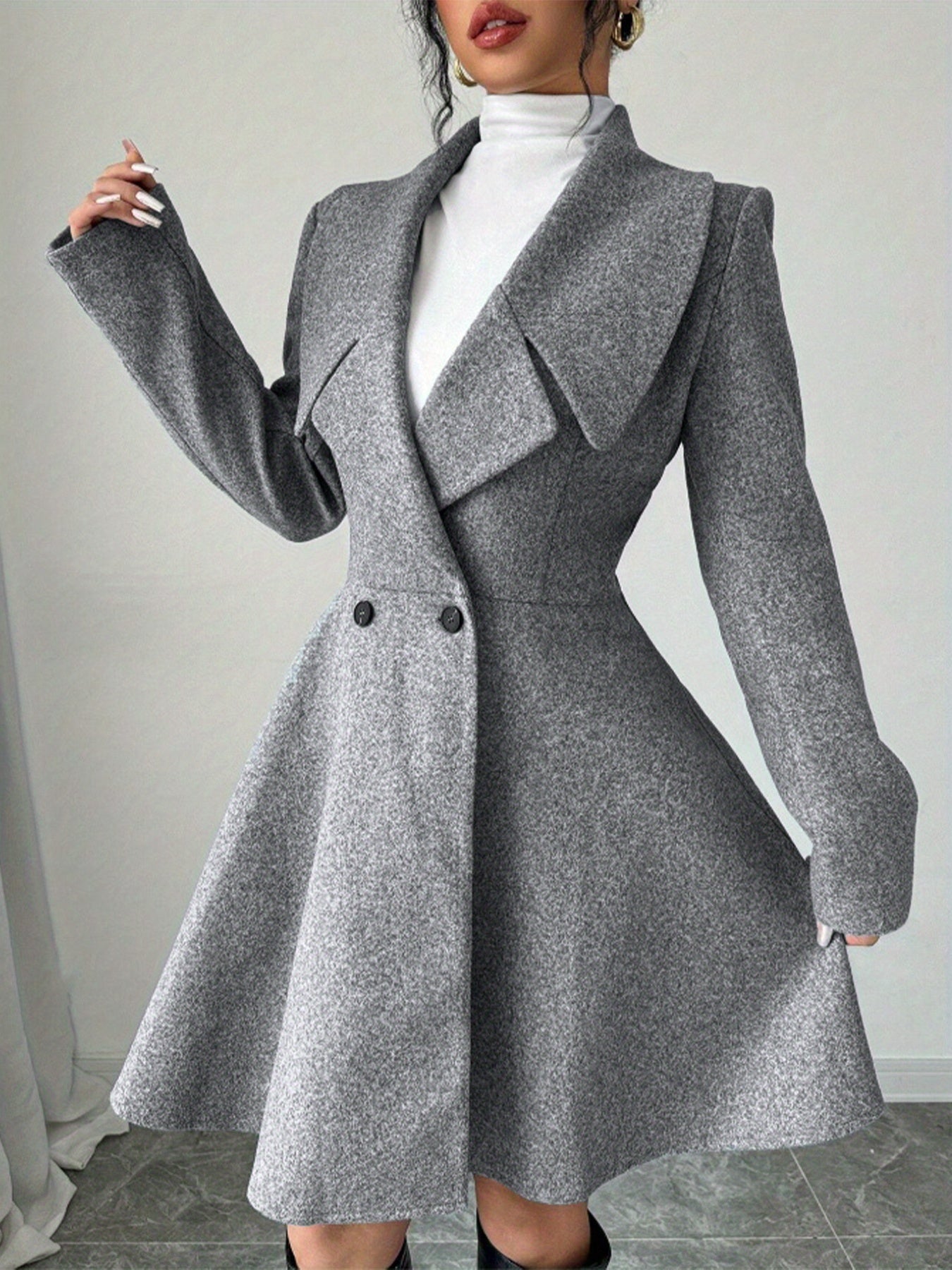 Talia™ | Waterfall Lapel A-Line Dress Coat