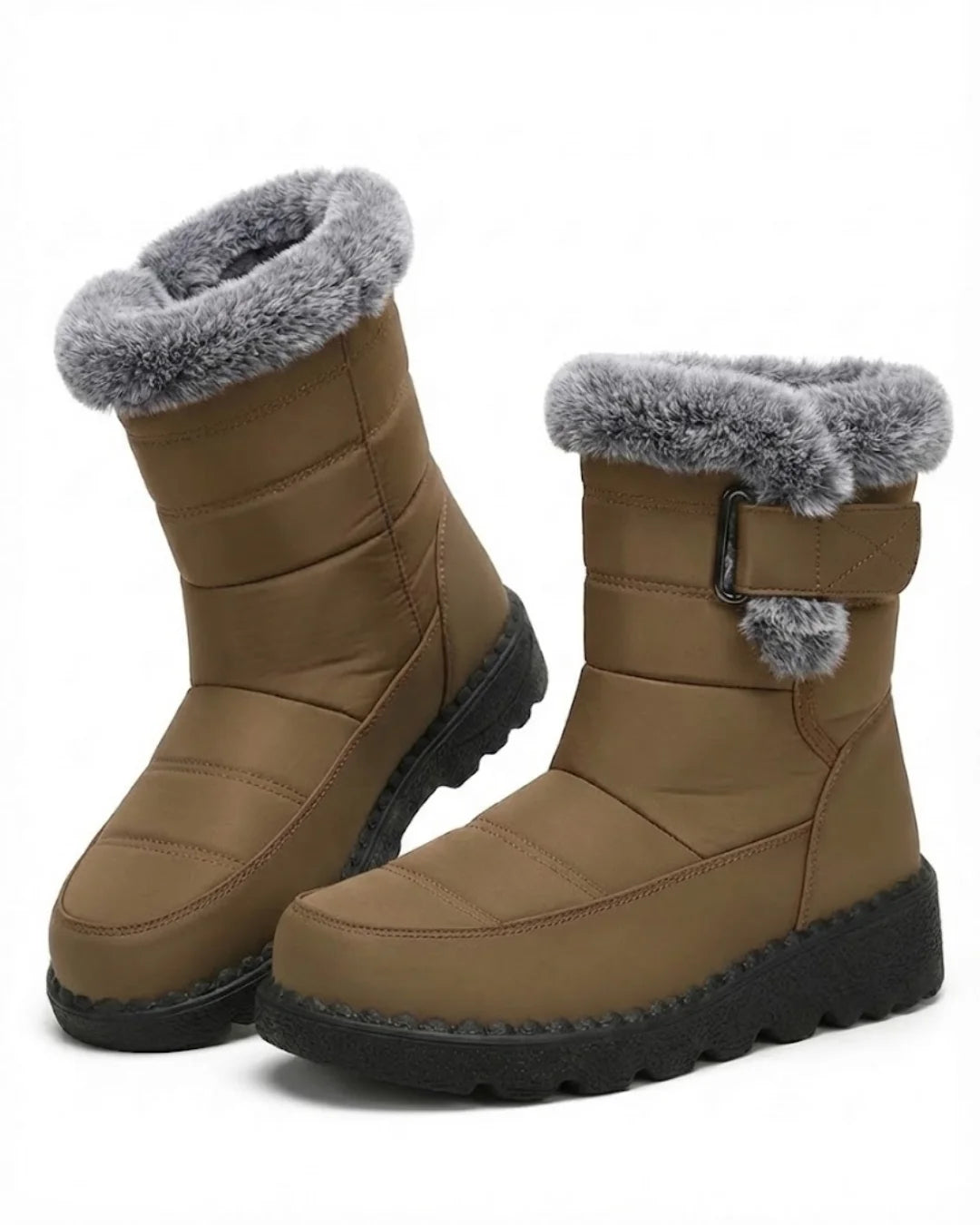 Laura™ | Faux-fur trim buckle winter boots