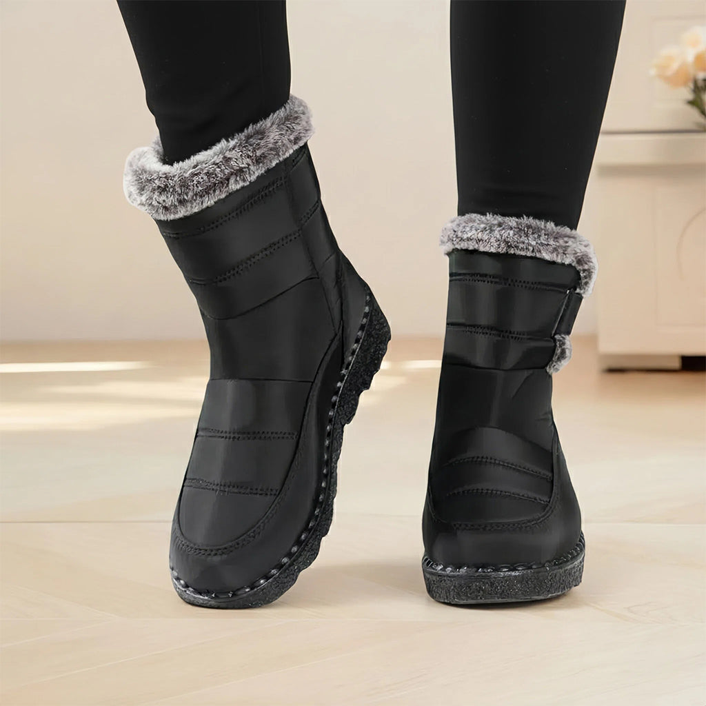 Laura™ | Faux-fur trim buckle winter boots