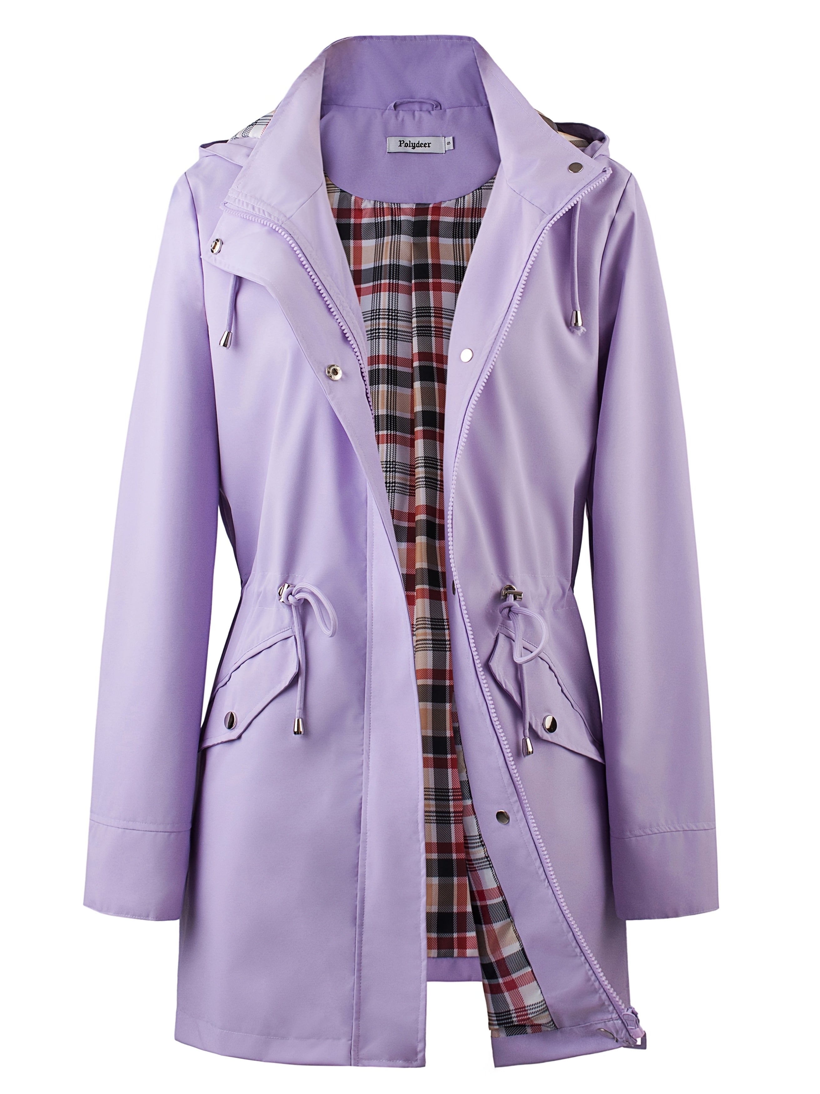kouky™ | Waterproof Plaid-Lined Drawstring-Waist Parka Coat